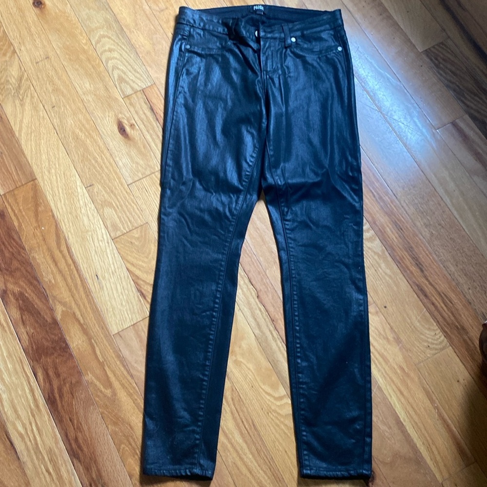 Paige jeans, leather look, black. Size 29. Verdugo ultra skinny